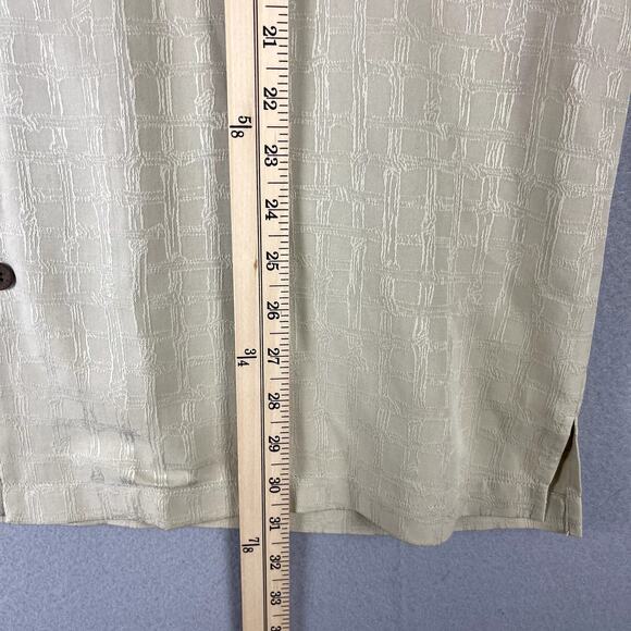 Tommy Bahama Silk Camp Shirt Mens XL Beige Short Sleeve Textured Hawaiian Relax - Picture 7 of 15